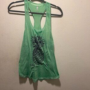 Suzzi i Women's Key West Pineapple Soft Sheer Tank Top Size Medium Teal